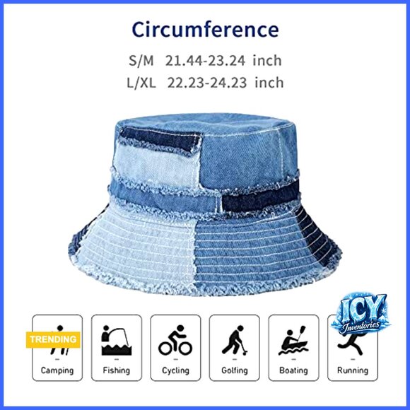 Denim Bucket Hat Packable Summer Beach Sun Hat Unisex Travel